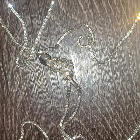 NWT Akira Sparkly Rhinostone Long Necklace with A Knot Detail - Picture 11 of 13